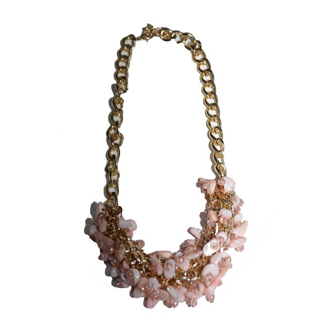Colier chic cu design modern,pietre semi-pretioase colorate, D&J Exclusive,Roz