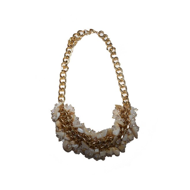 Colier in tendinte din margele, D&J Exclusive, Pudra