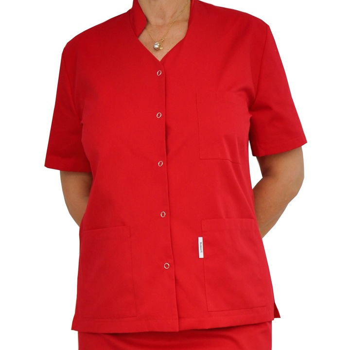 Bluza medicala cu guler tip tunica, Rosu, marimea 52