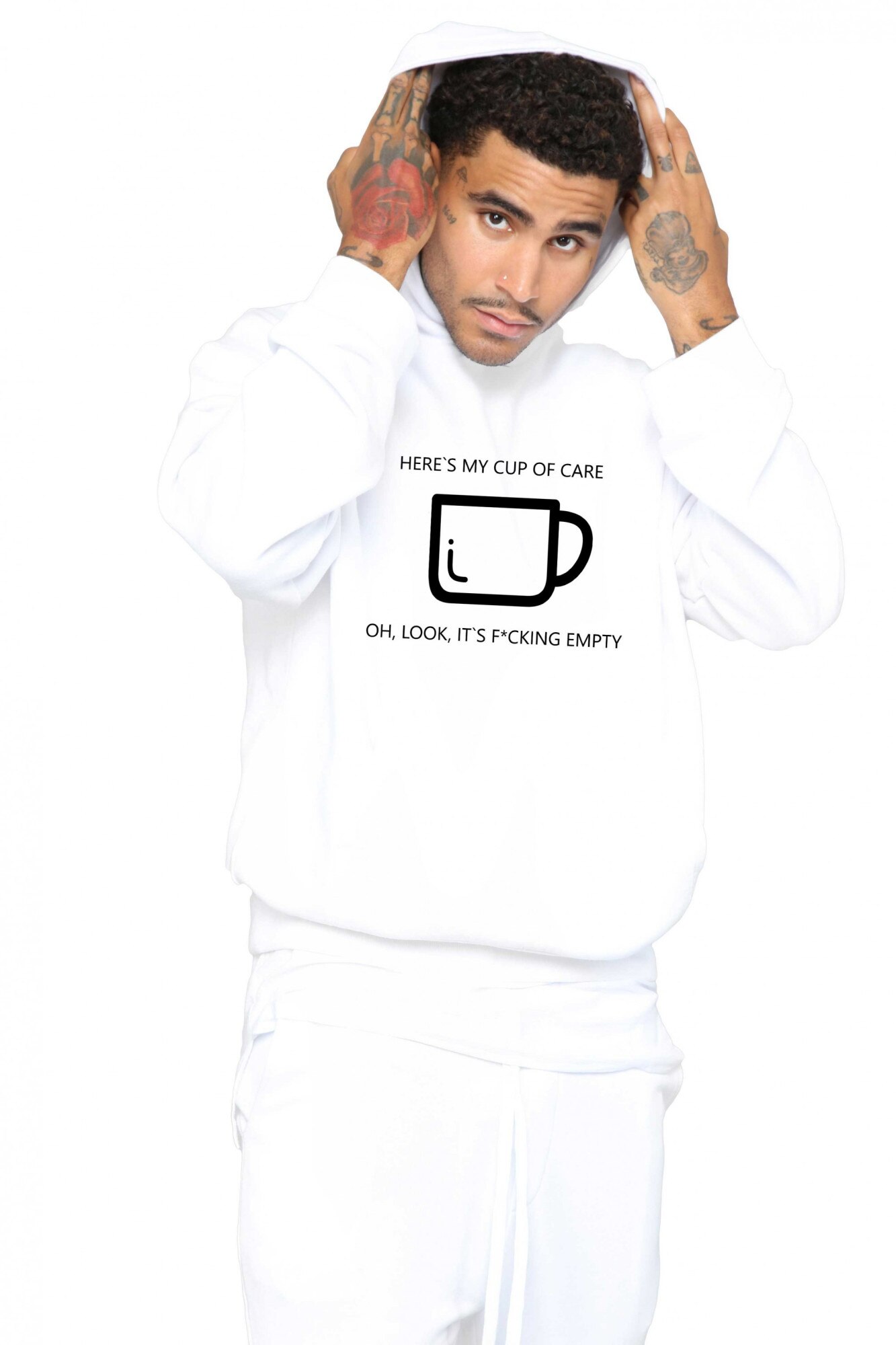 Hanorac Barbati Alb - Cup of care