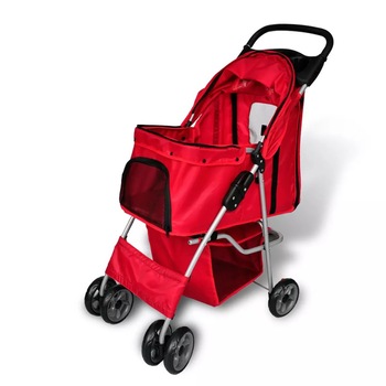 Carucior pentru caini, vidaXL, Rosu, 37 x 80 x 99 cm Carucior pentru caini, vidaXL, Rosu, 37 x 80 x 99 cm