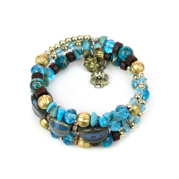 Bratara spirala cu pietre semipretioase, J918-27 bleu Bratara spirala cu pietre semipretioase, J918-27 bleu