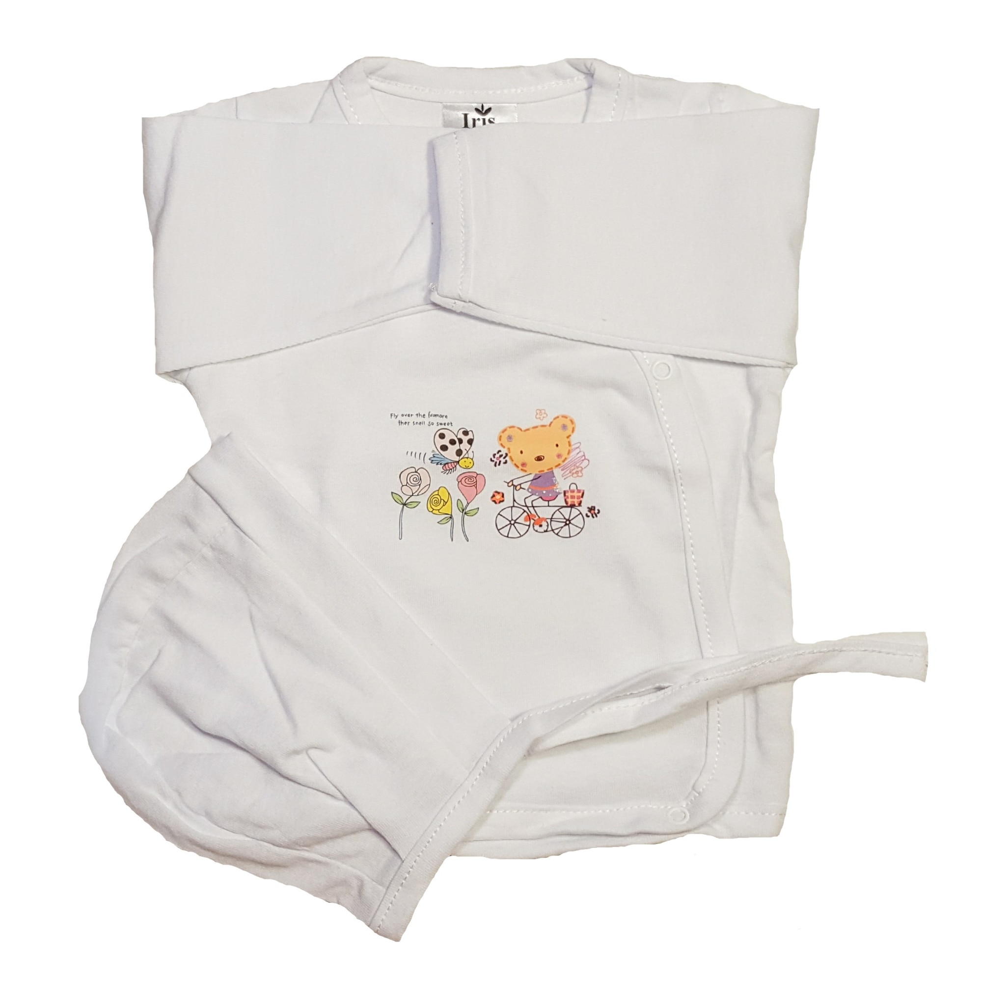 Set 2 piese copii, bluzita si caciulita, Handmade Minis Boutique, alb, Alb, 68 CM