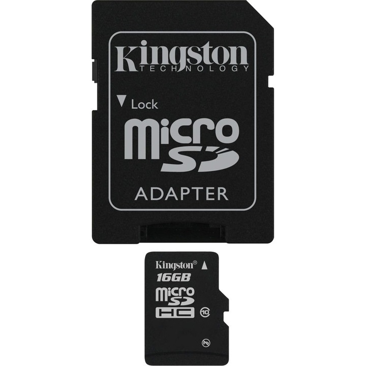 Kingston microSDHC memóriakártya 16GB, Class 10 + Adapter