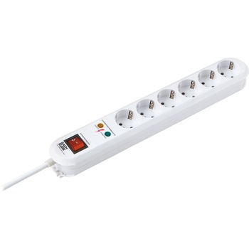 Prelungitor cu protectie la supratensiune Bachmann SMART, 6 prize, protectie copii, intrerupator, 1.5 m Prelungitor cu protectie la supratensiune Bachmann SMART, 6 prize, protectie copii, intrerupator, 1.5 m