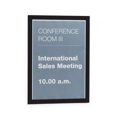 Display autoadeziv magnetic Durable Duraframe, A4, negru, 2 buc/set