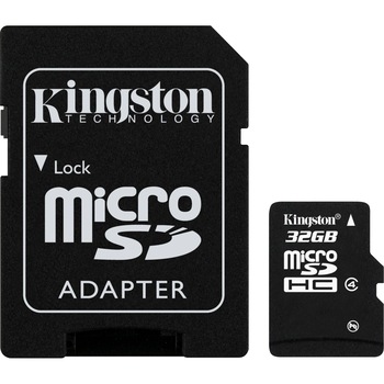 Card de memorie Kingston MicroSDHC, 32GB, Class 4 + Adaptor Card de memorie Kingston MicroSDHC, 32GB, Class 4 + Adaptor