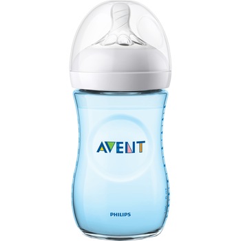 Biberon Natural Philips-Avent SCF035/17, cu tetina debit lent, Bleu, 260 ml Biberon Natural Philips-Avent SCF035/17, cu tetina debit lent, Bleu, 260 ml
