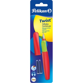 Stilou Pelikan Twist, include doua rezerve, cu grip, ergonomic, blister, rosu / verde Stilou Pelikan Twist, include doua rezerve, cu grip, ergonomic, blister, rosu / verde