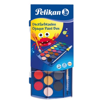 Acuarele Pelikan, cu alb de zinc si pensula, 22 culori Acuarele Pelikan, cu alb de zinc si pensula, 22 culori