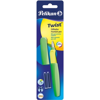 Stilou Pelikan Twist, include doua rezerve, cu grip, ergonomic, blister, verde neon Stilou Pelikan Twist, include doua rezerve, cu grip, ergonomic, blister, verde neon