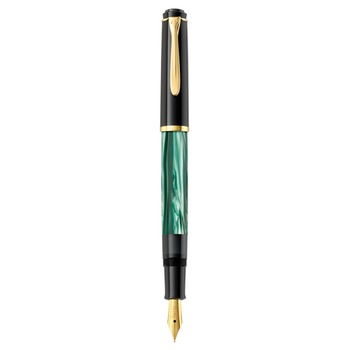 Stilou Pelikan Clasic M200, penita F, cu piston, accesorii placate cu aur, Negru/Verde marmor Stilou Pelikan Clasic M200, penita F, cu piston, accesorii placate cu aur, Negru/Verde marmor