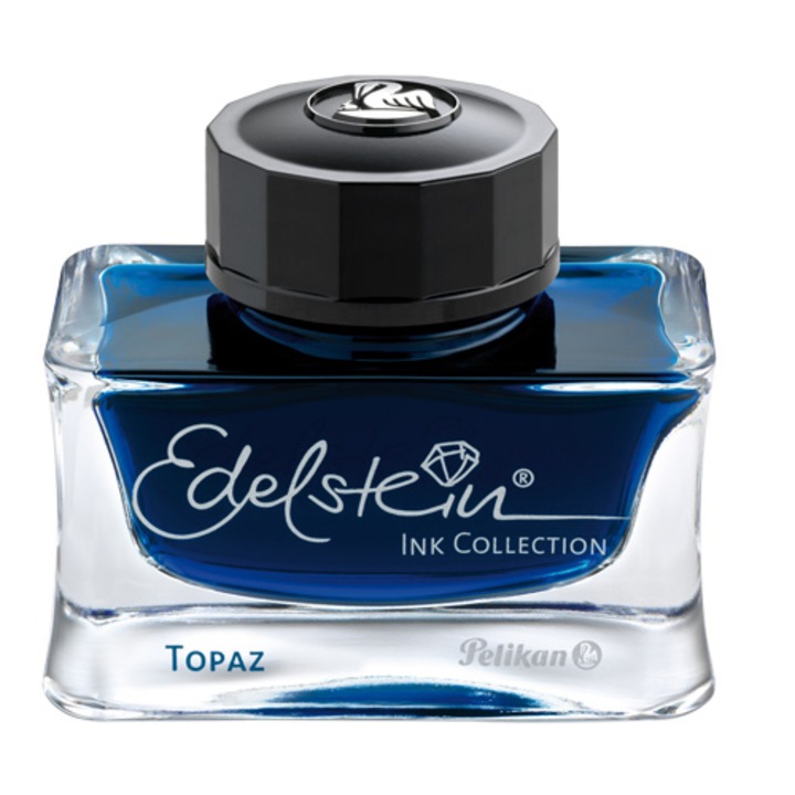 Cerneala premium Edelstein, borcan 50ml, culoare albastru topaz