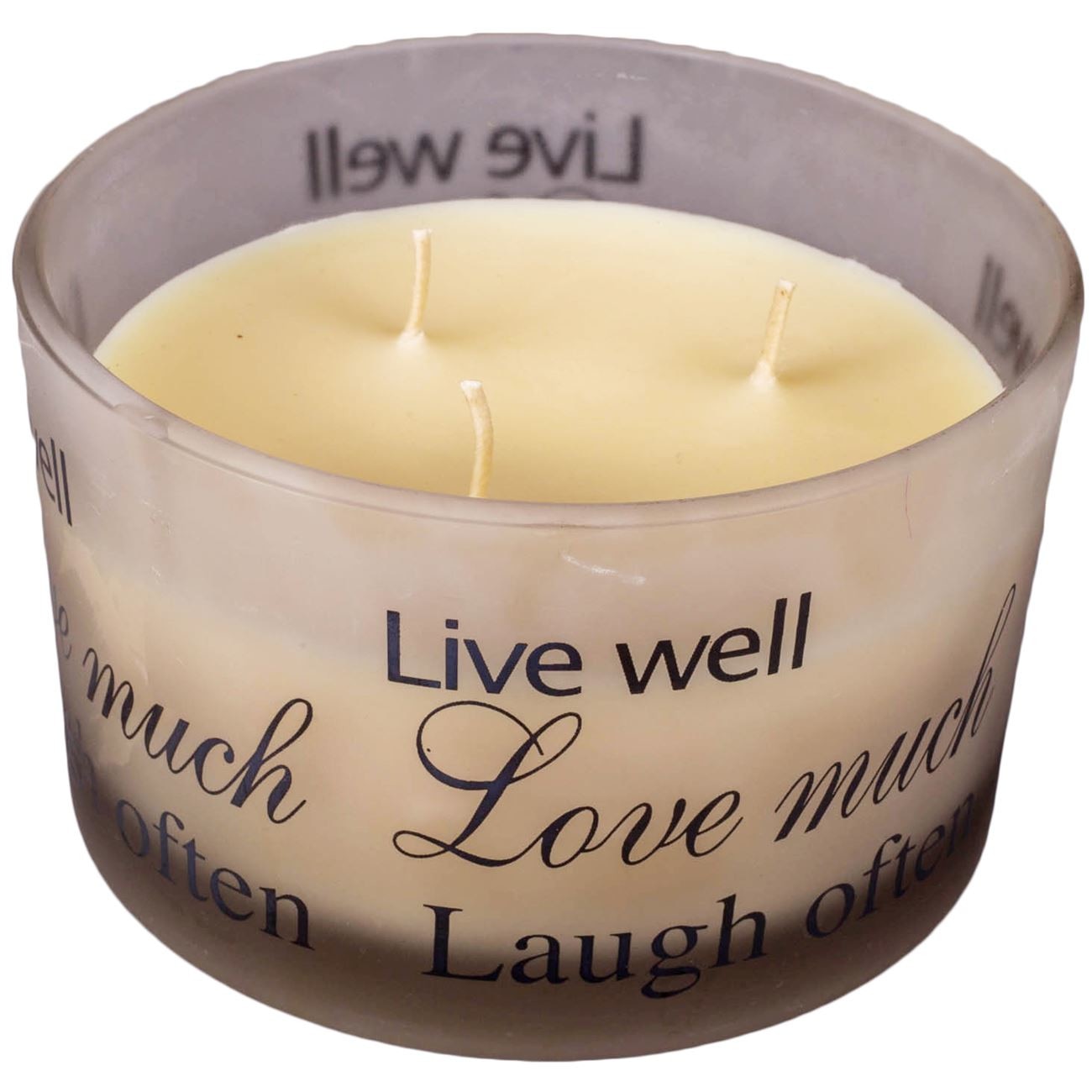 Lumanare crem parfumata cu aroma de vanilie in pahar de sticla Live Well , DecorCasa , 13 x 9 cm