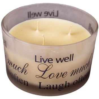 Lumanare crem parfumata cu aroma de vanilie in pahar de sticla Live Well , DecorCasa , 13 x 9 cm Lumanare crem parfumata cu aroma de vanilie in pahar de sticla Live Well , DecorCasa , 13 x 9 cm