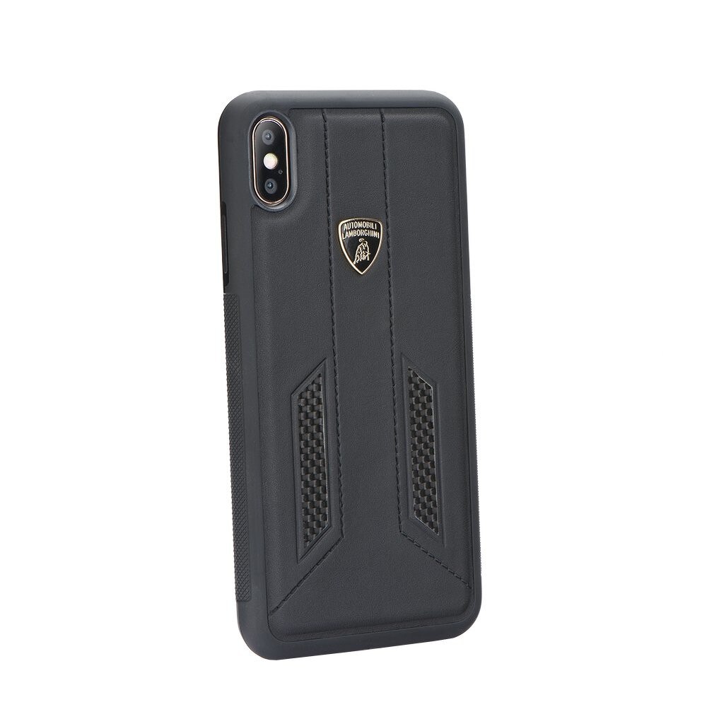 Husa iPhone XS MAX Lamborghini Huracan-D6 Piele Neagra