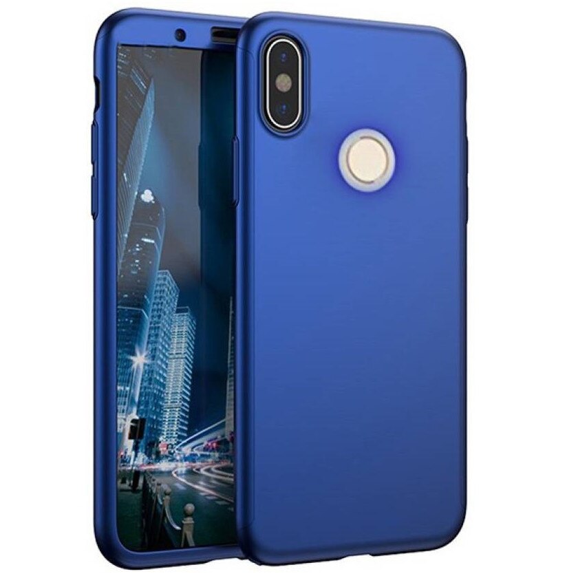 Husa Full Cover 360° (fata + spate + folie sticla) pentru Xiaomi Redmi Note 5 Pro, Albastru