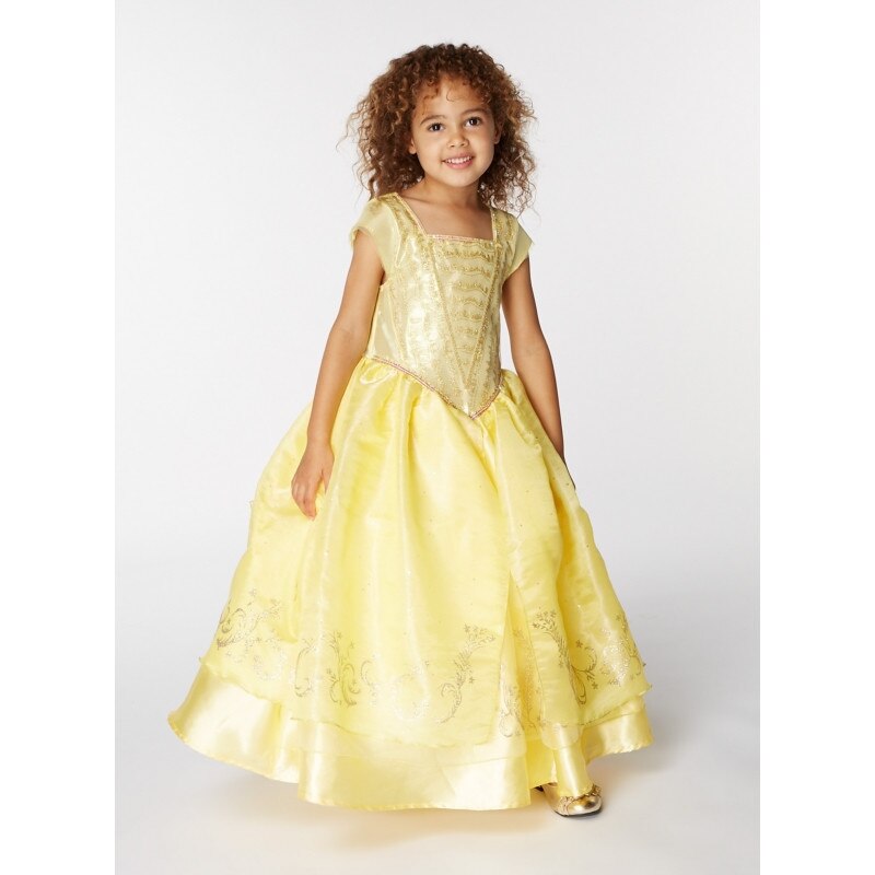 Costum carnaval fete Belle ,galben cu auriu,7-8ani, Funny Party Shop