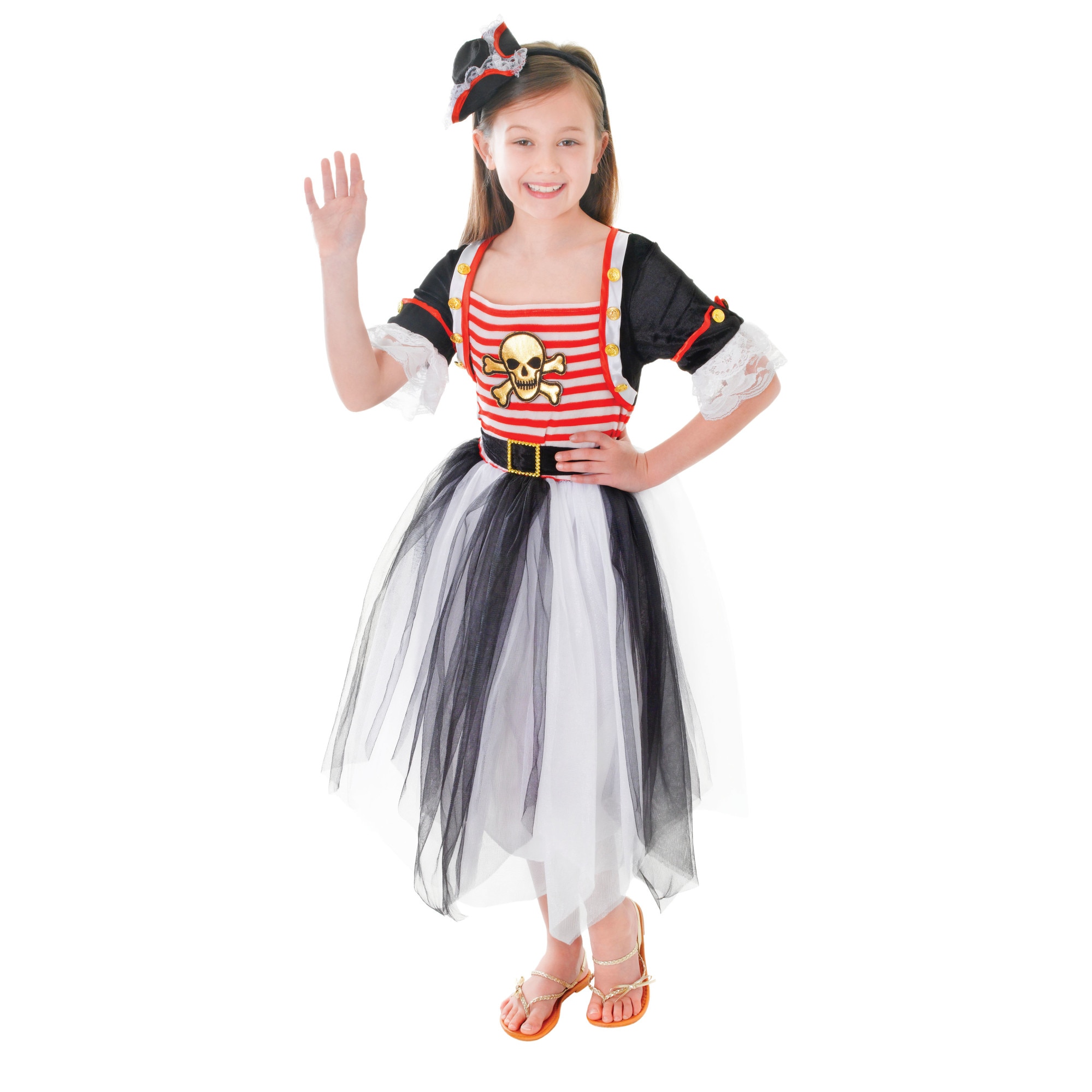 Costum carnaval fete pirata cu rochie din catifea si tul,4-6ani, Funny Party Shop