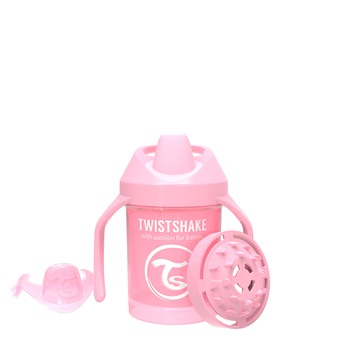 Cana de antrenament bebe, Mini Cup, Pastel Pink, 230 ml, 4luni + cu capac, 2 x 100 ml Cana de antrenament bebe, Mini Cup, Pastel Pink, 230 ml, 4luni + cu capac, 2 x 100 ml