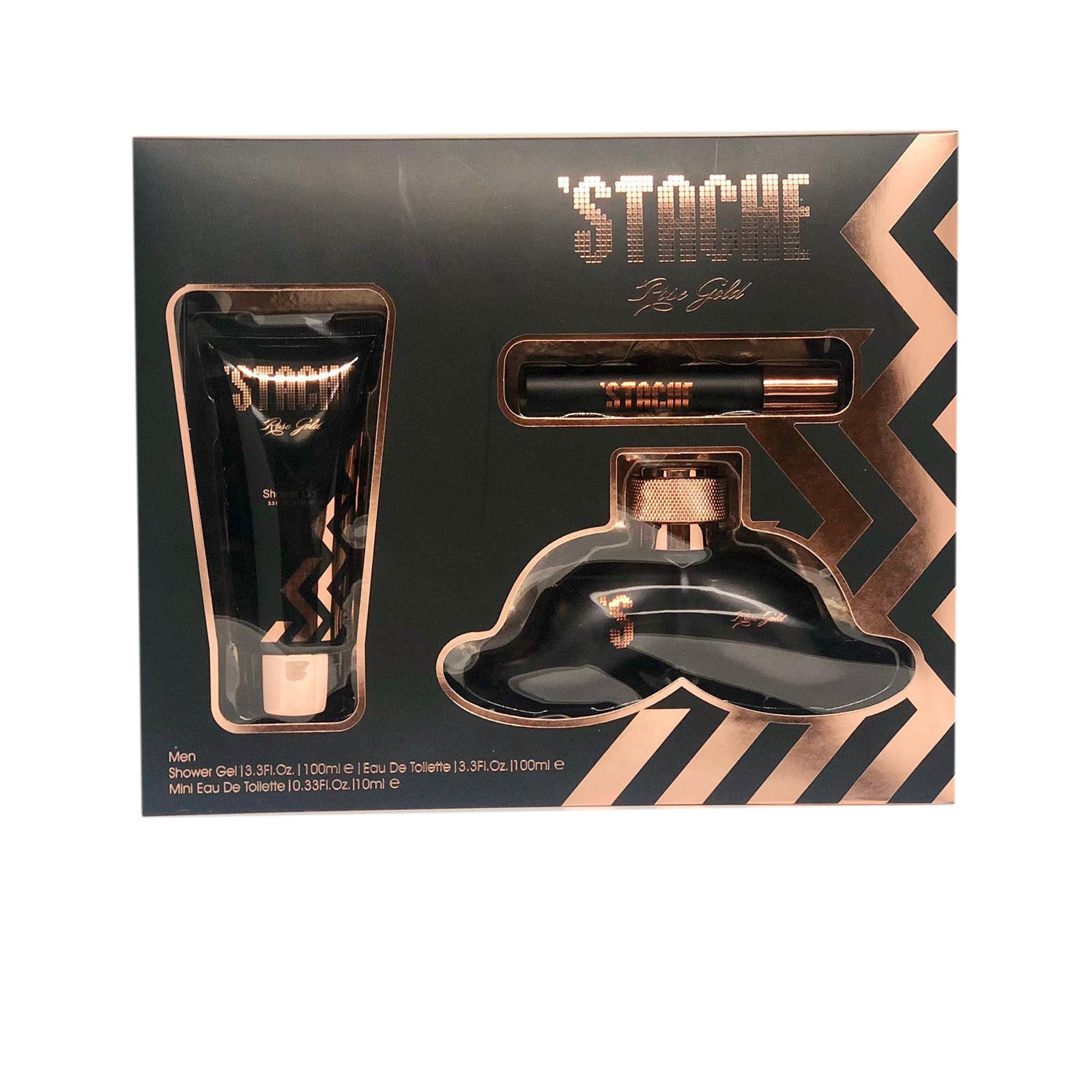 Set cadou barbati Rose Gold, parfum 100ml, gel de dus 100ml, mini parfum 10ml