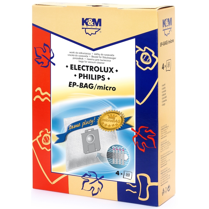 K&M Electrolux-Philips univerzális porszívózsák (S-Bag), szintetikus, 4 darab