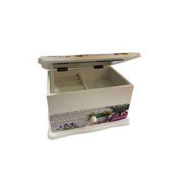 Caseta de bijuterii Home, lavander, lemn alb, oglinda, Cadouridiversity Caseta de bijuterii Home, lavander, lemn alb, oglinda, Cadouridiversity