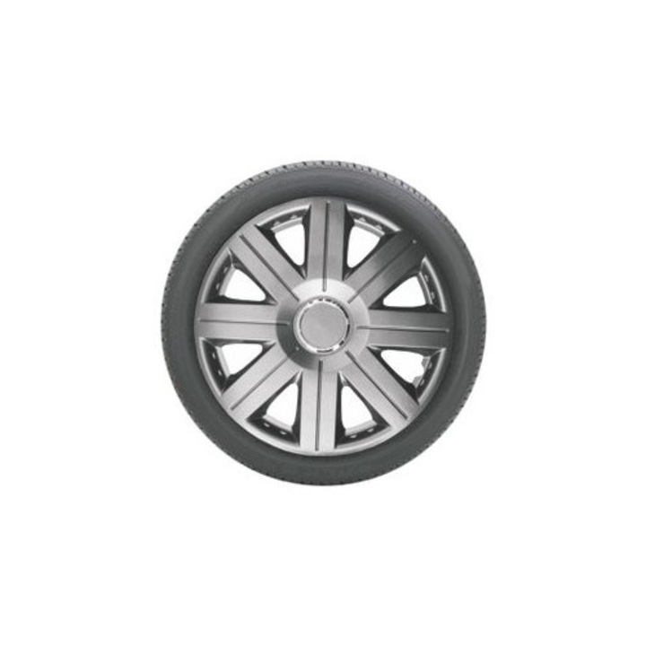 Set 4 capace roti pe15 inch, culoare negru Grafit Cosmos, din material ABS durabil cu standarde de calitate