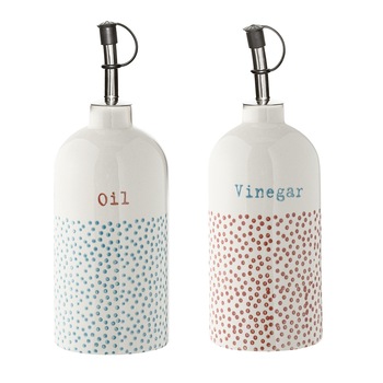Set doua recipiente pentru ulei si otet, Bloomingville, 7x20 cm, ceramica, multicolor Set doua recipiente pentru ulei si otet, Bloomingville, 7x20 cm, ceramica, multicolor
