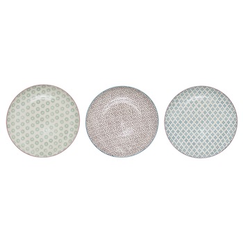 Set 3 farfurii din ceramica Patrizia, Bloomingville, 25 cm, multicolor Set 3 farfurii din ceramica Patrizia, Bloomingville, 25 cm, multicolor