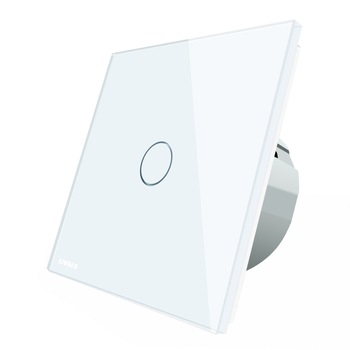 Intrerupator simplu cu touch Livolo din sticla, conectivitate prin protocol ZigBee, Alb Intrerupator simplu cu touch Livolo din sticla, conectivitate prin protocol ZigBee, Alb