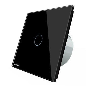 Intrerupator simplu cu touch Livolo din sticla, conectivitate prin protocol ZigBee, Negru Intrerupator simplu cu touch Livolo din sticla, conectivitate prin protocol ZigBee, Negru