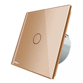 Intrerupator simplu cu touch Livolo din sticla, conectivitate prin protocol ZigBee, Auriu Intrerupator simplu cu touch Livolo din sticla, conectivitate prin protocol ZigBee, Auriu