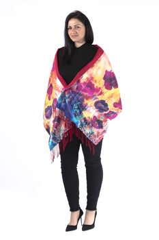 Sal din matase,rosu/crem, paint-print, dublat cu cashmir,multicolor,imprimeu floral,190/50 cm Sal din matase,rosu/crem, paint-print, dublat cu cashmir,multicolor,imprimeu floral,190/50 cm