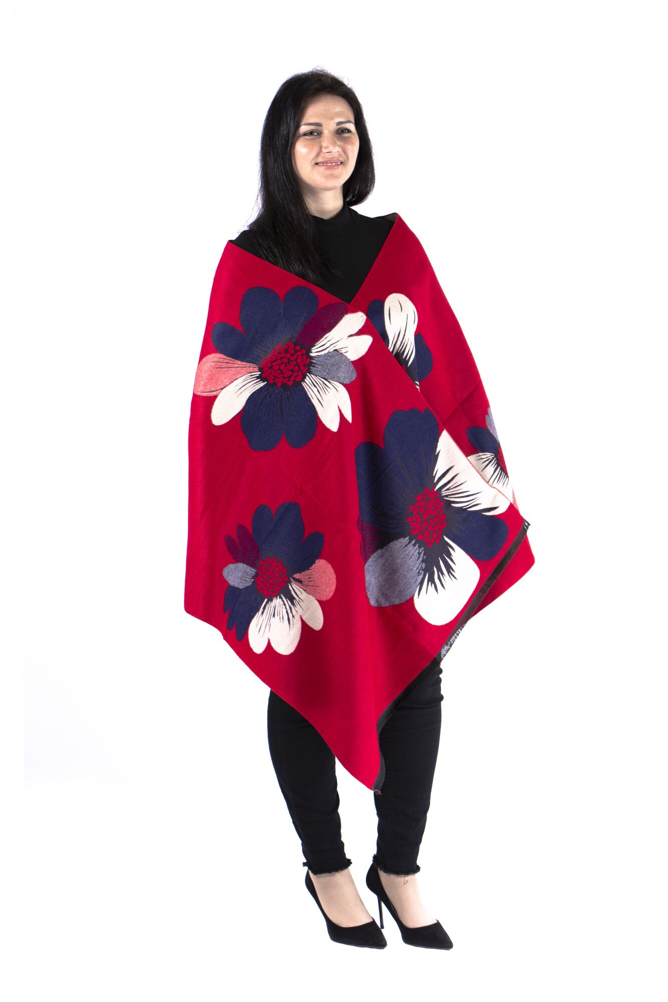 Sal dama, cu doua fete,multicolor,190/65 cm