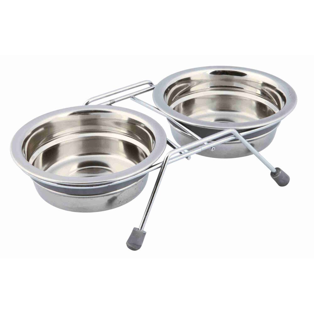 Set Trixie 2 castroane inox cu suport 0.25 l/ 11 cm 25230