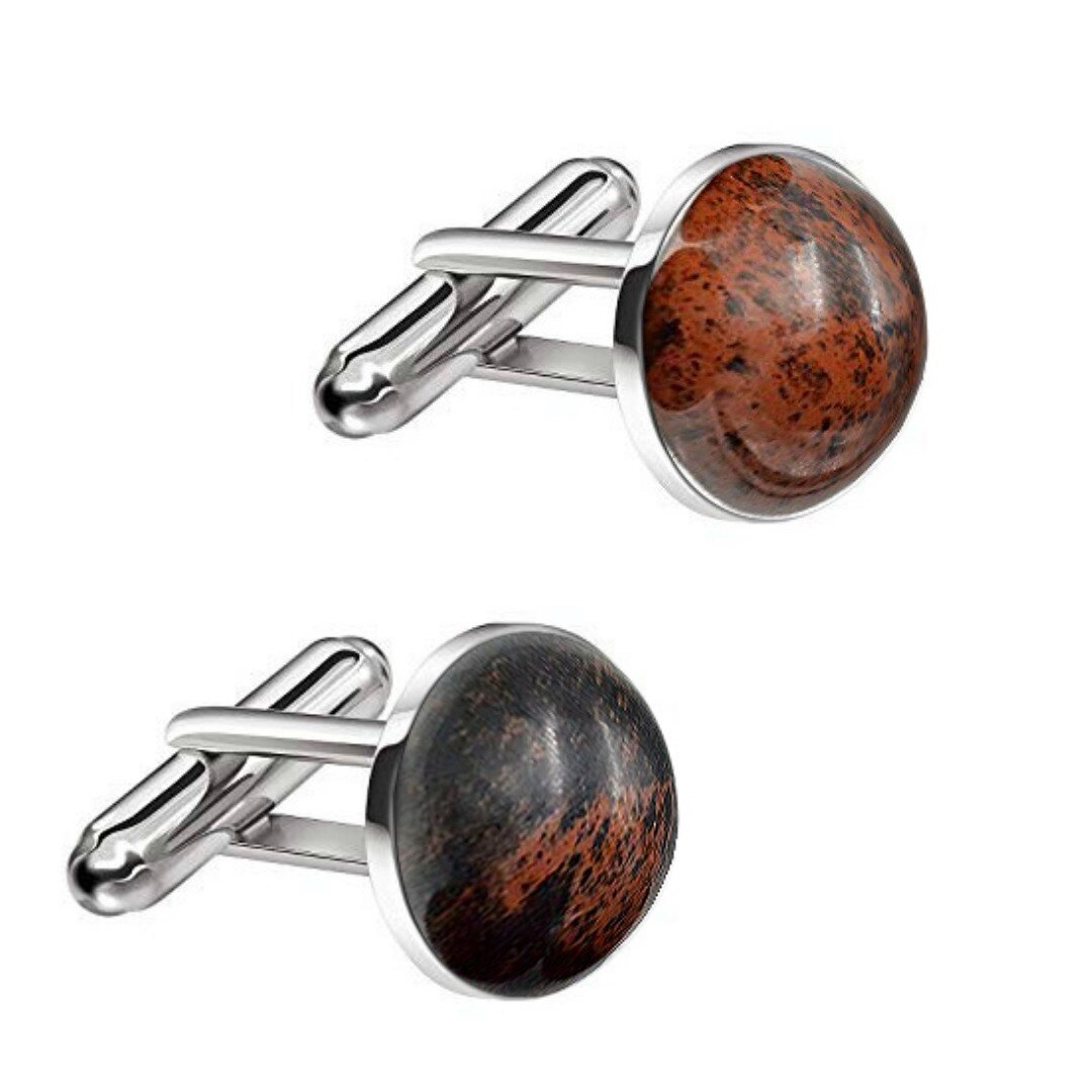 Butoni Unisex din Argint si Obsidian Mahon