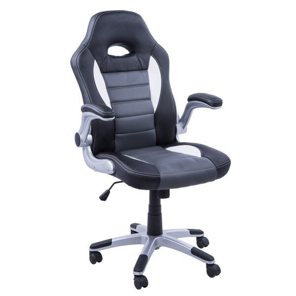 Scaun de birou din piele, HOMCOM ,Negru/ Gri