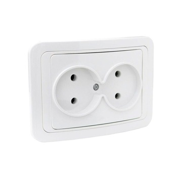 Priza dubla Comtec Premium, incastrata, rama inclusa, alba Priza dubla Comtec Premium, incastrata, rama inclusa, alba