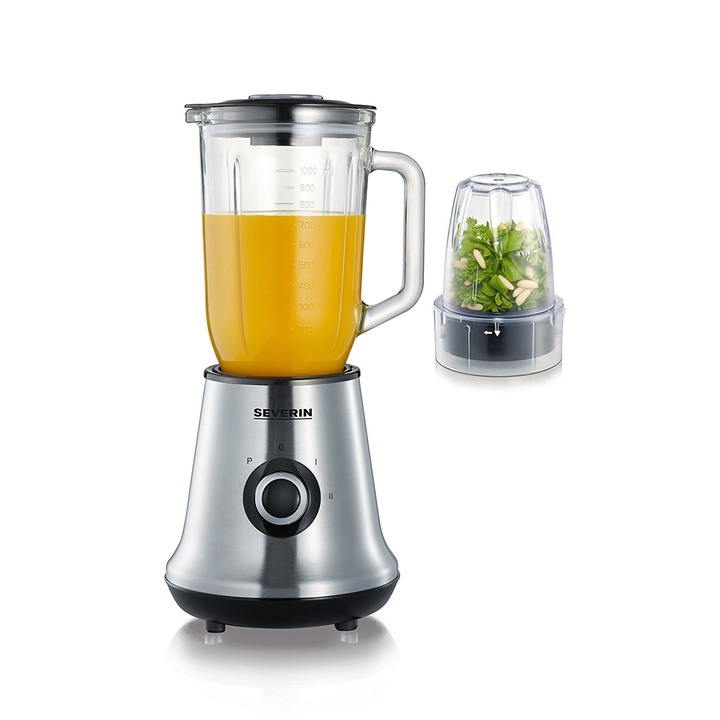Блендер за смути и шейкове Severin SM 3738, 2 контейнера,1000 мл./300 мл., 500W, черен