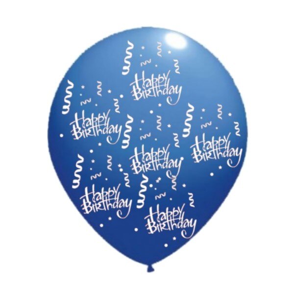 Set 10 baloane latex Happy Birthday imprimat global albastru 30cm