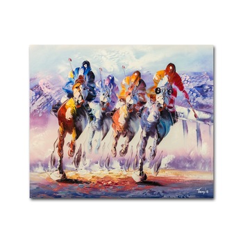 Tablou pictat manual - Cursa hipica (2) - pictura 60x50cm ulei pe panza in cutit Tablou pictat manual - Cursa hipica (2) - pictura 60x50cm ulei pe panza in cutit