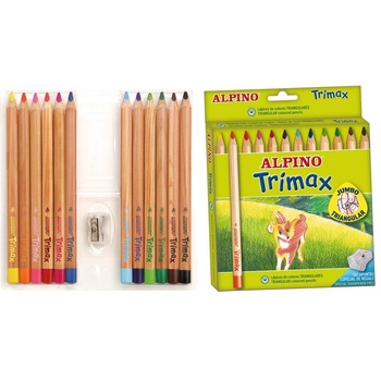 Creioane colorate triunghiulare, cutie carton, 12 culori/set, ALPINO Trimax Jumbo Creioane colorate triunghiulare, cutie carton, 12 culori/set, ALPINO Trimax Jumbo