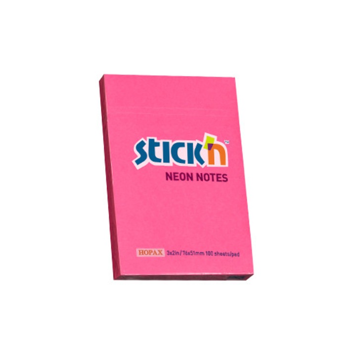 Öntapadós jegyzetek 76 X 51 Mm, 100 dosszié, Stick "n - Magenta Neon
