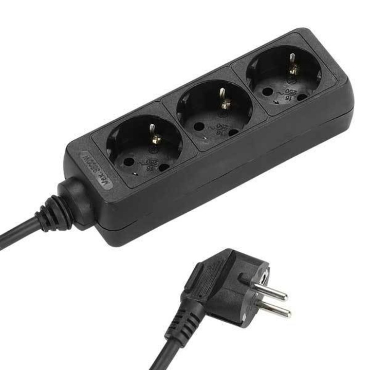 Разклонител 3 гнезда, Vivanco 34433 , дължина на кабела 1.4м, черен