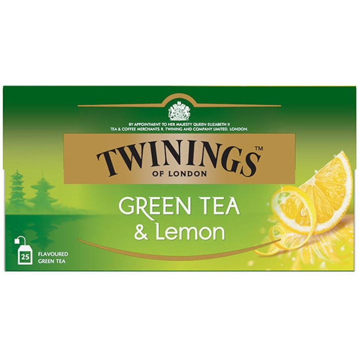 Ceai Twinings Verde cu aroma de Lamaie, 25 pliculete, 40 gr.
