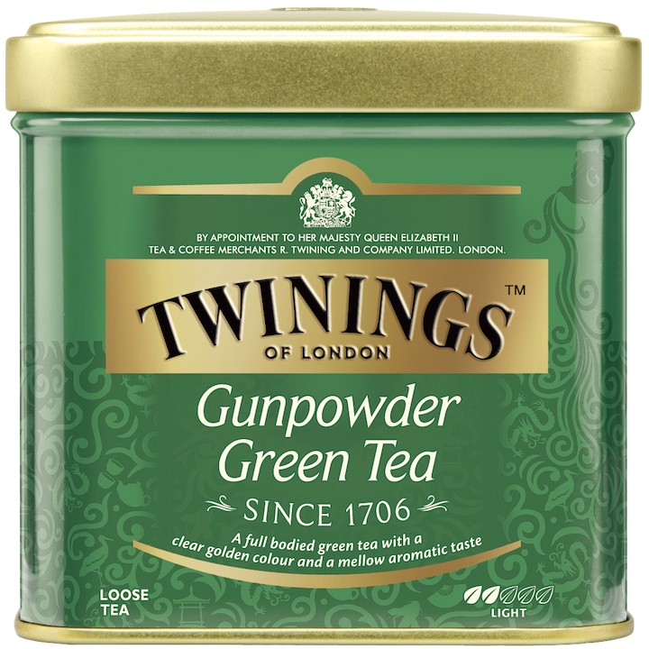 Ceai Twinings Verde Gunpowder in cutie metalica, 100 gr.