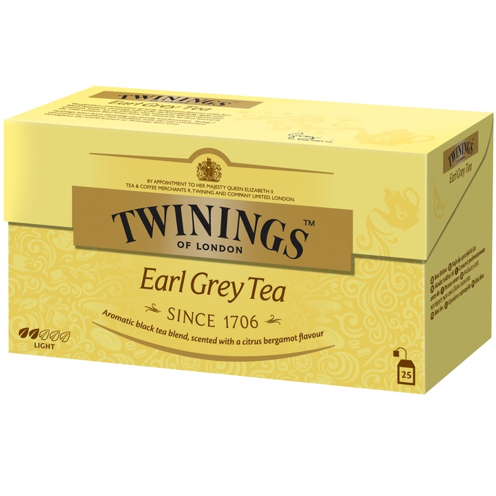 Ceai Twinings Negru Earl Grey, 25 pliculete, 50 gr.