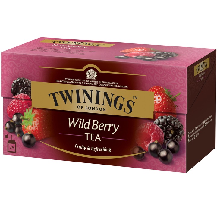 Ceai Twinings Negru cu aroma de Fructe de Padure, 25 pliculete, 50 gr.
