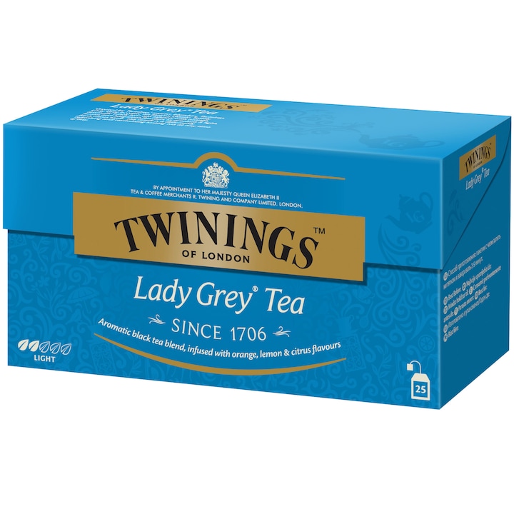Ceai Twinings Negru Lady Grey, 25 pliculete, 50 gr.